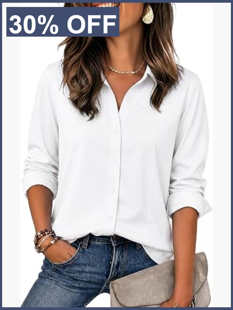 Women's Long Sleeve Button Down Shirt Wrinkle Free Business Casual Blouse Top